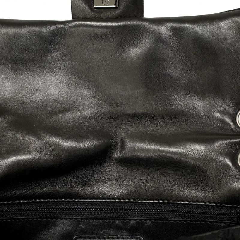 Chanel Shoulder Bag Matelasse Coated Nylon Black Silver Hardware Women