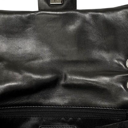 Chanel Shoulder Bag Matelasse Coated Nylon Black Silver Hardware Women