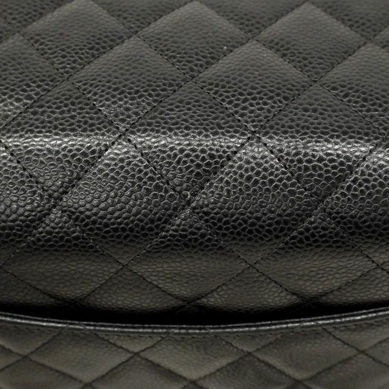 Chanel Shoulder Wallet Matelasse Caviar Skin Black Silver Hardware Women