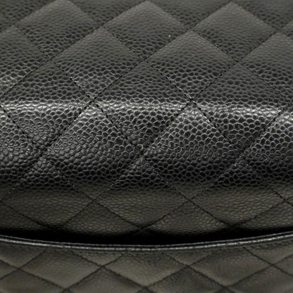 Chanel Shoulder Wallet Matelasse Caviar Skin Black Silver Hardware Women
