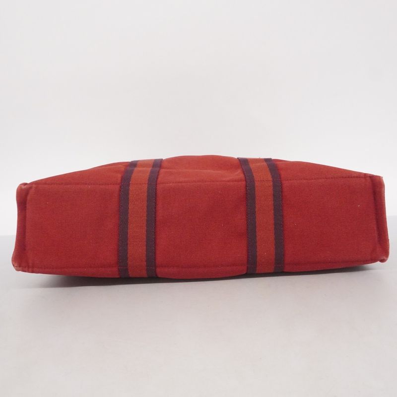 Hermes Tote Bag Fourre Tout MM Canvas Red Silver Hardware Women