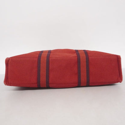 Hermes Tote Bag Fourre Tout MM Canvas Red Silver Hardware Women