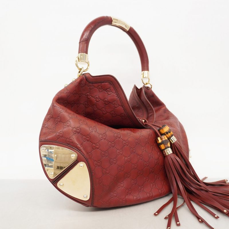 Gucci Handbag Guccissima Horsebit 177088 Leather Bordeaux Chien Pan Gold