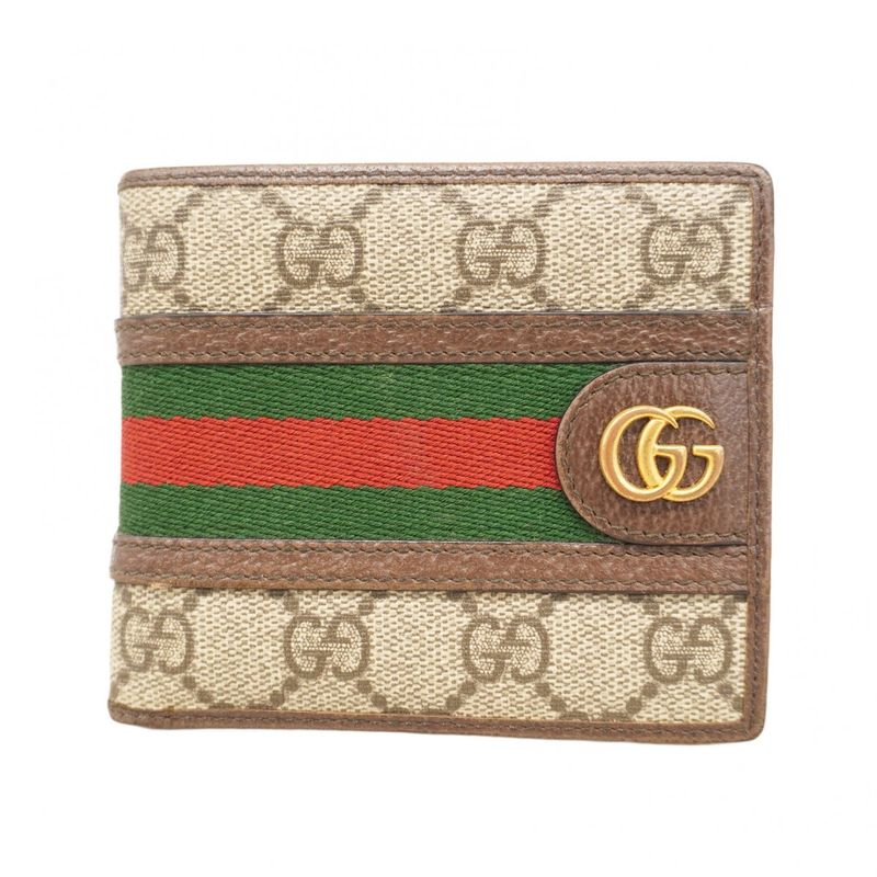 Gucci Wallet Ophidia 597609 PVC Brown Gold Hardware Men's