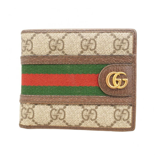 Gucci Wallet Ophidia 597609 PVC Brown Gold Hardware Men's