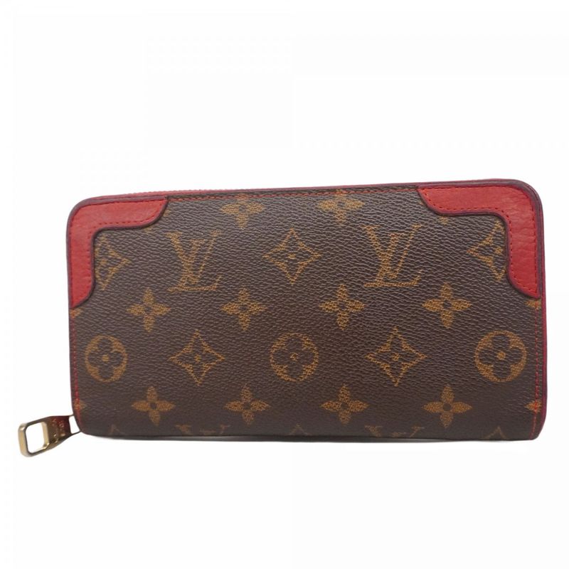 Louis Vuitton Long Wallet Monogram Zippy Wallet Retiro M61187 Brown Threes
