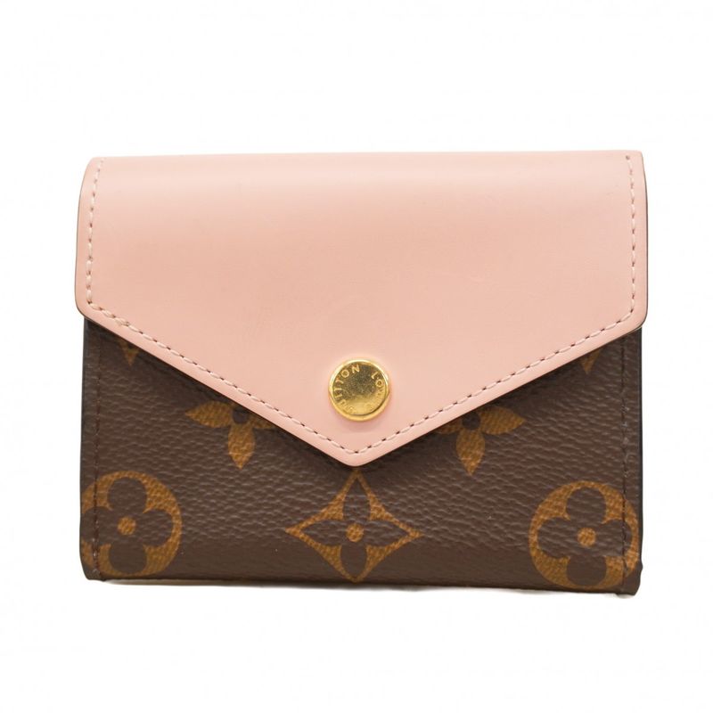 Louis Vuitton Monogram Portefeuille Zoe M62933 Brown Rose Ballerine Women's