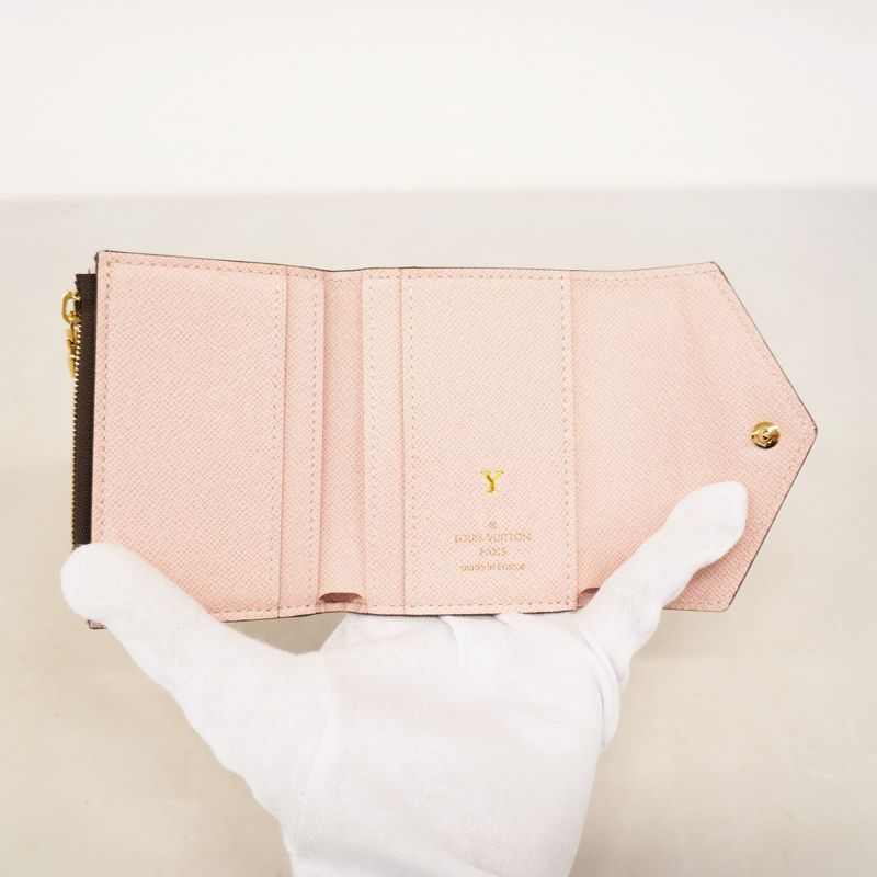 Louis Vuitton Monogram Portefeuille Zoe M62933 Brown Rose Ballerine Women's