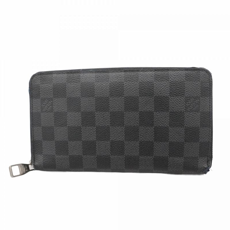 Louis Vuitton Long Wallet Damier Graphite Zippy Organizer N63077 Black Men's