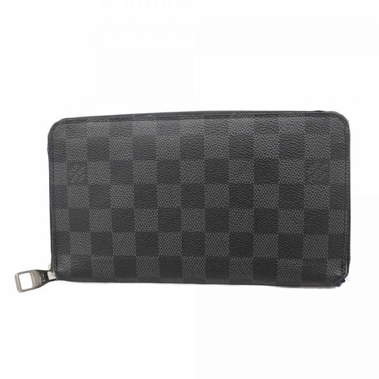 Louis Vuitton Long Wallet Damier Graphite Zippy Organizer N63077 Black Men's