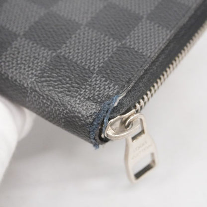 Louis Vuitton Long Wallet Damier Graphite Zippy Organizer N63077 Black Men's