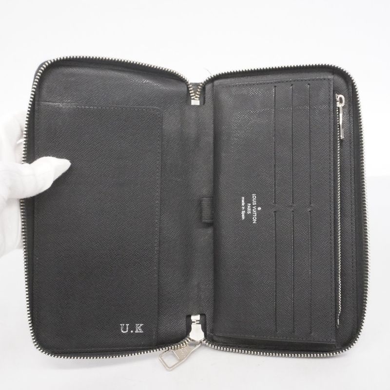 Louis Vuitton Long Wallet Damier Graphite Zippy Organizer N63077 Black Men's