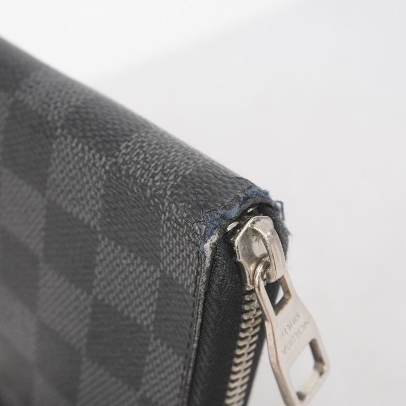Louis Vuitton Long Wallet Damier Graphite Zippy Organizer N63077 Black Men's