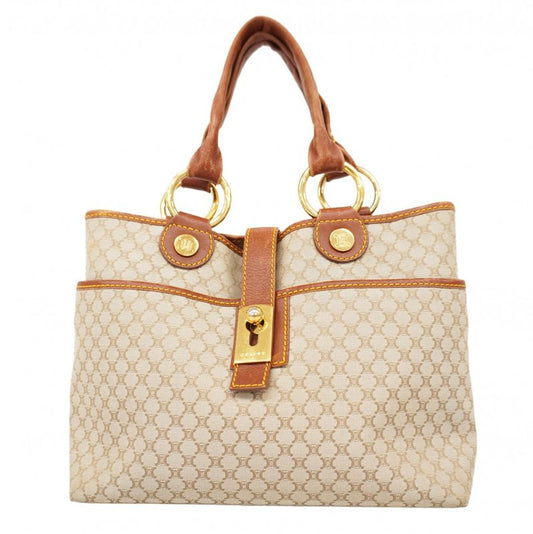 Celine Handbag Macadam Canvas Beige Gold Hardware Women