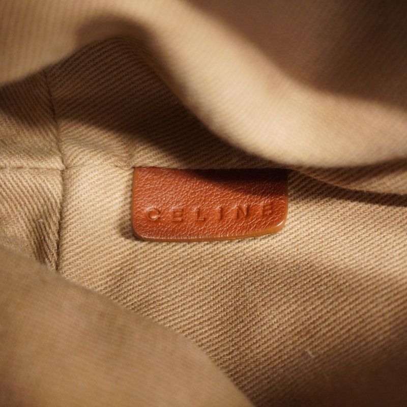 Celine Handbag Macadam Canvas Beige Gold Hardware Women