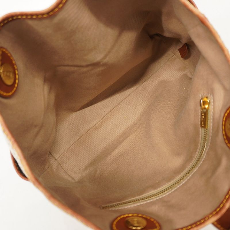 Celine Handbag Macadam Canvas Beige Gold Hardware Women