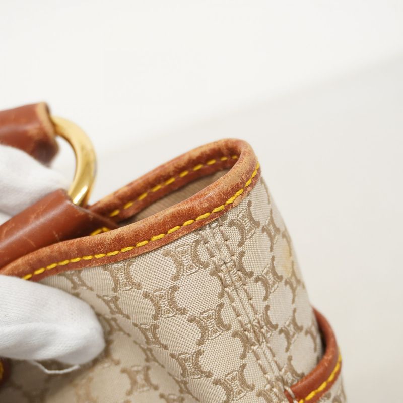 Celine Handbag Macadam Canvas Beige Gold Hardware Women