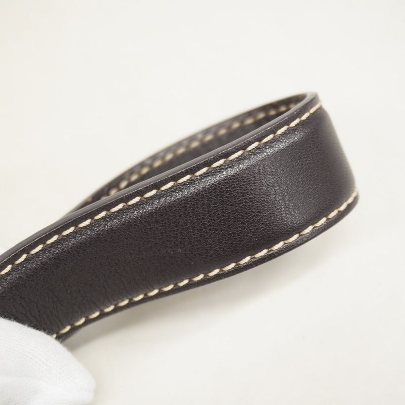 Celine Handbag Macadam PVC White Dark Brown Chien Pan Gold Hardware Women's