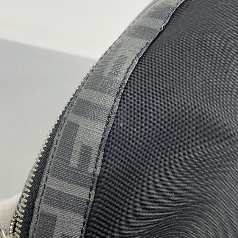 Fendi Backpack Daypack Zucca PVC Nylon Black Gray Silver Hardware Men's