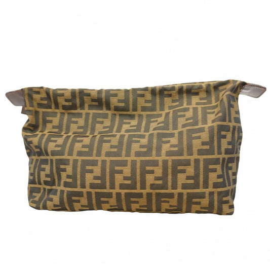 Fendi Pouch Zucca Nylon Canvas Brown Silver Hardware Women's