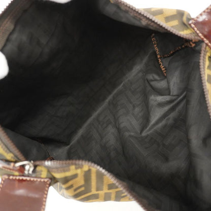 Fendi Pouch Zucca Nylon Canvas Brown Silver Hardware Women's
