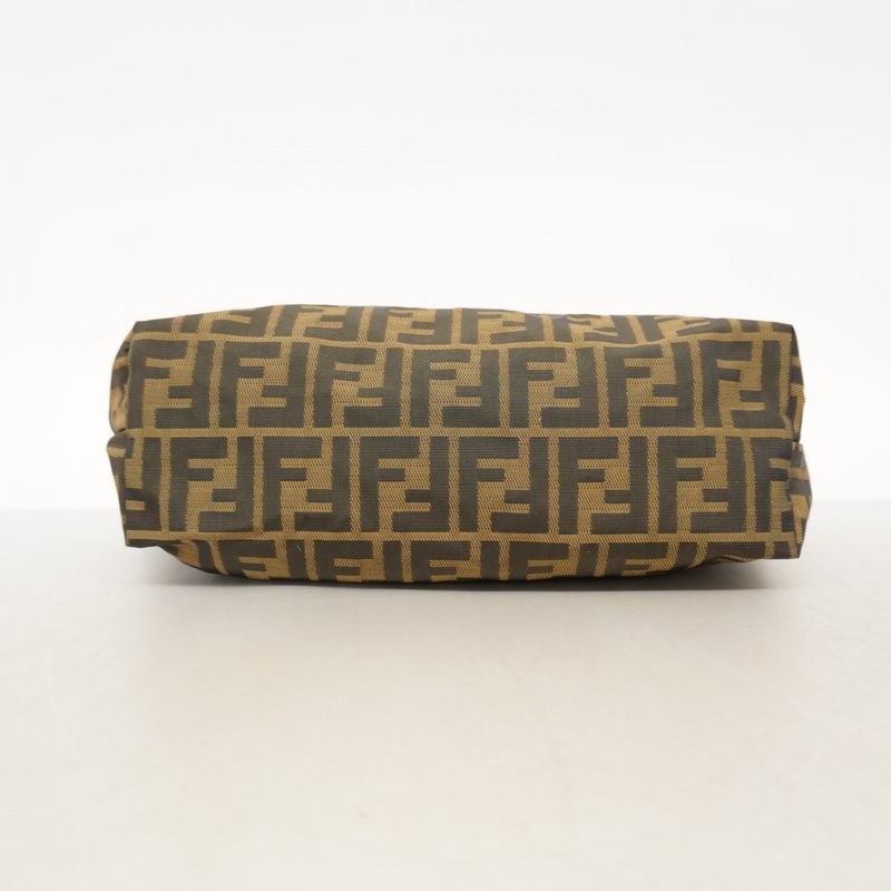 Fendi Pouch Zucca Nylon Canvas Brown Silver Hardware Women's