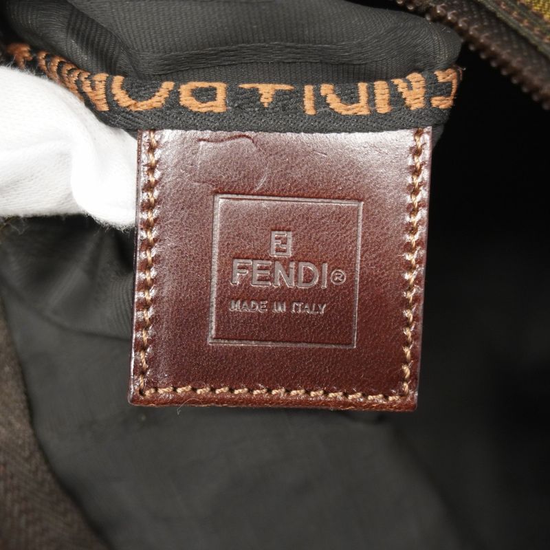 Fendi Pouch Zucca Nylon Canvas Brown Silver Hardware Women's