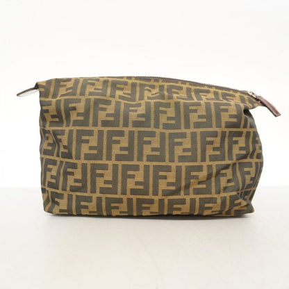 Fendi Pouch Zucca Nylon Canvas Brown Silver Hardware Women's