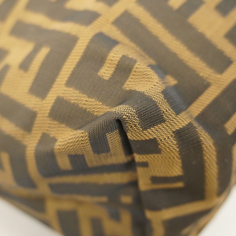 Fendi Pouch Zucca Nylon Canvas Brown Silver Hardware Women's