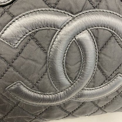 Chanel Tote Bag Paris New York Nylon Black Silver Hardware Women's