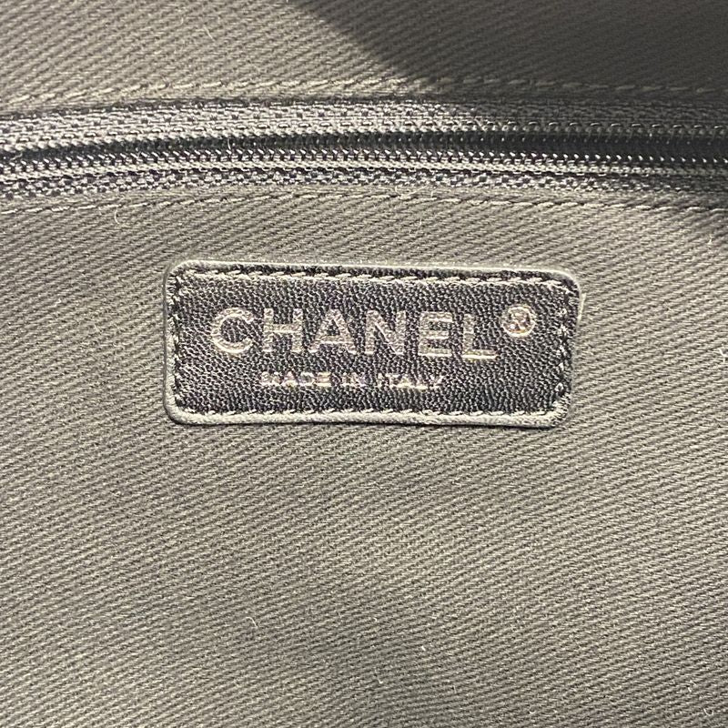 Chanel Tote Bag Paris New York Nylon Black Silver Hardware Women's