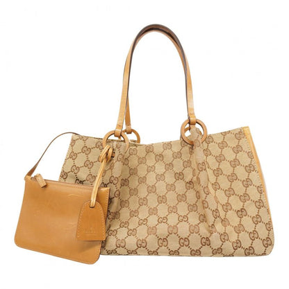 Gucci Tote Bag GG Canvas 94898 Canvas Beige Light Brown Gold Hardware Women