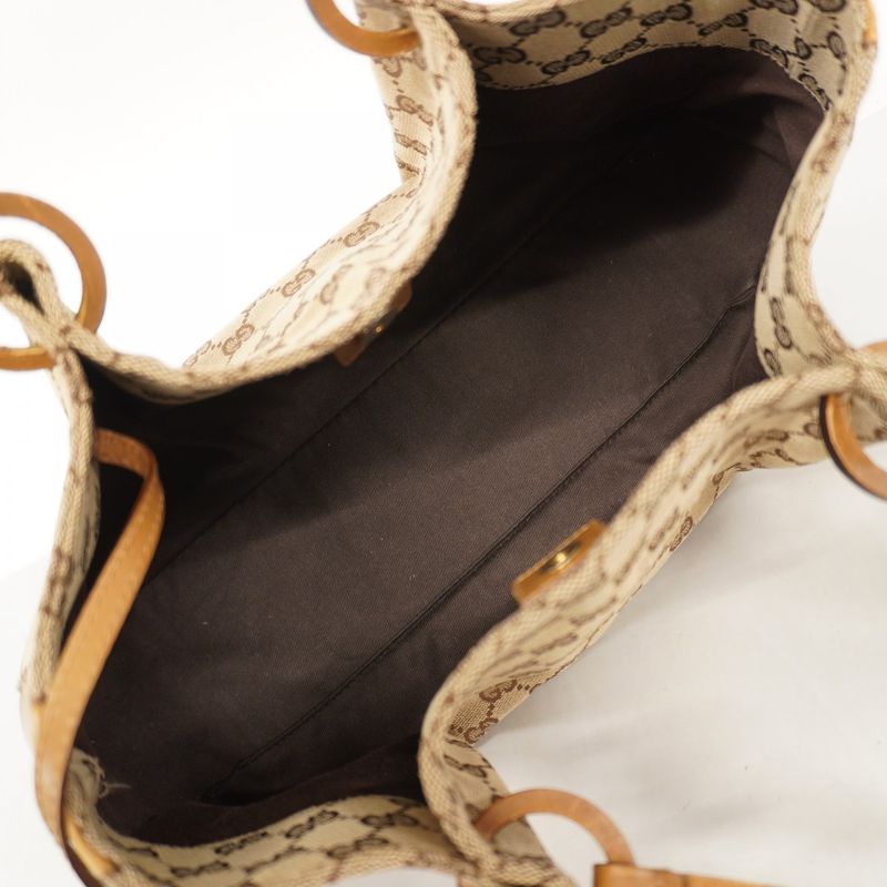 Gucci Tote Bag GG Canvas 94898 Canvas Beige Light Brown Gold Hardware Women