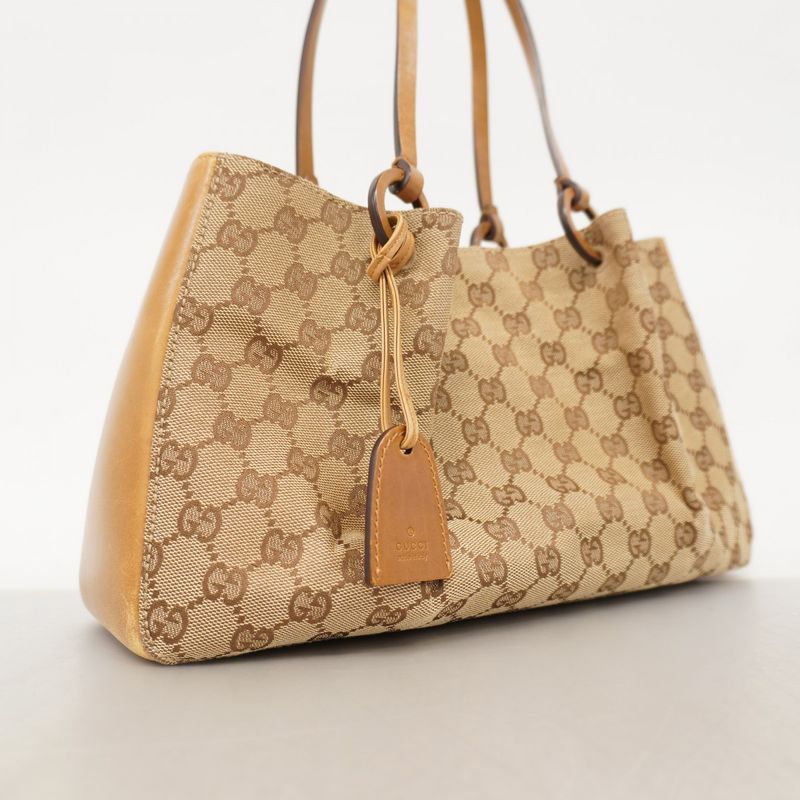 Gucci Tote Bag GG Canvas 94898 Canvas Beige Light Brown Gold Hardware Women