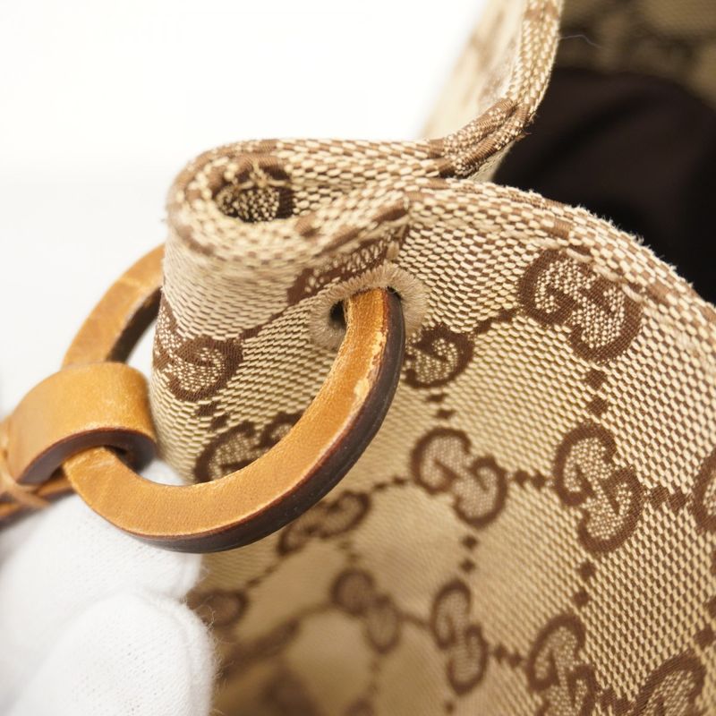 Gucci Tote Bag GG Canvas 94898 Canvas Beige Light Brown Gold Hardware Women