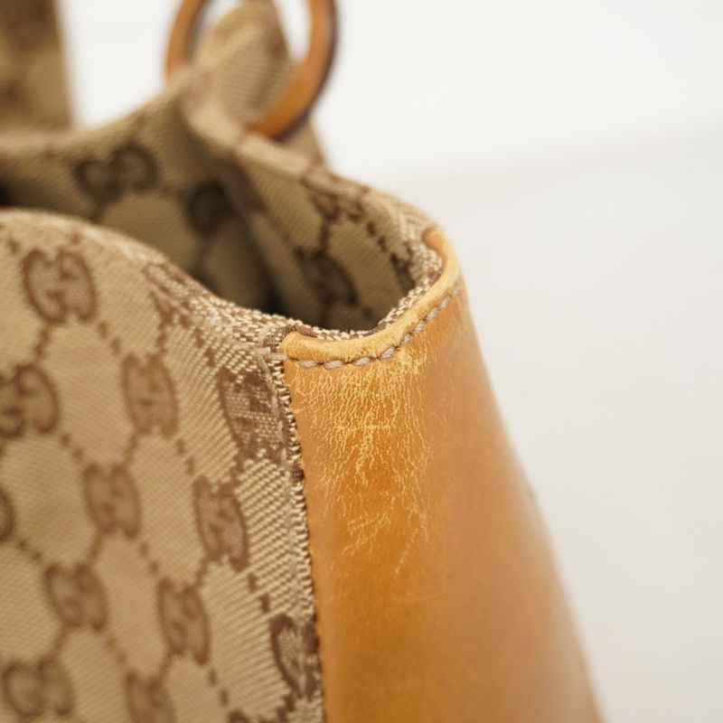 Gucci Tote Bag GG Canvas 94898 Canvas Beige Light Brown Gold Hardware Women