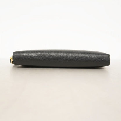 Gucci Long Wallet GG Marmont 456117 Leather Black Gold Hardware Women