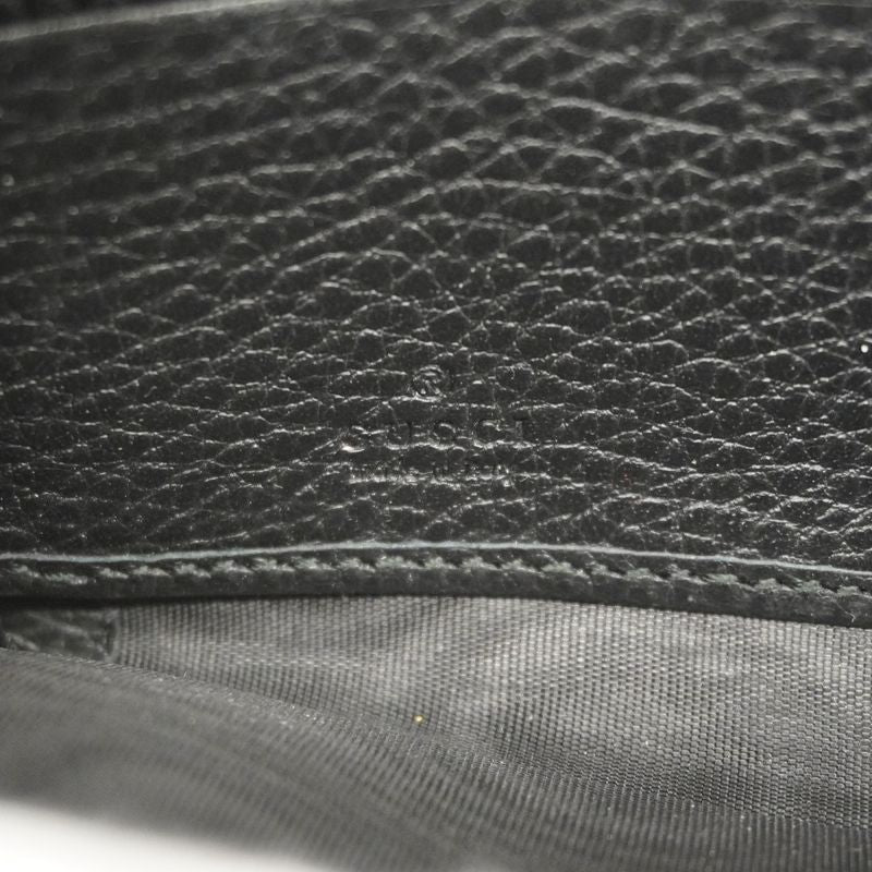 Gucci Long Wallet GG Marmont 456117 Leather Black Gold Hardware Women