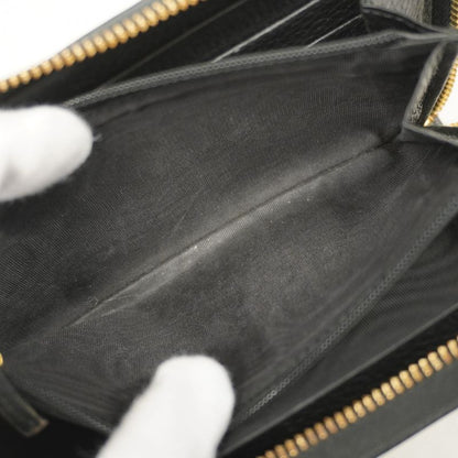 Gucci Long Wallet GG Marmont 456117 Leather Black Gold Hardware Women