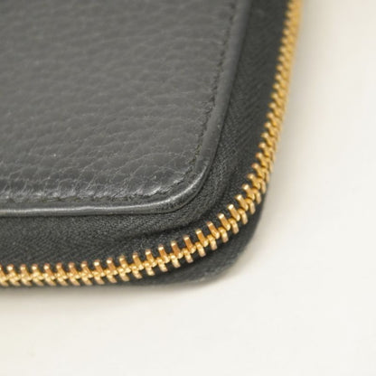 Gucci Long Wallet GG Marmont 456117 Leather Black Gold Hardware Women