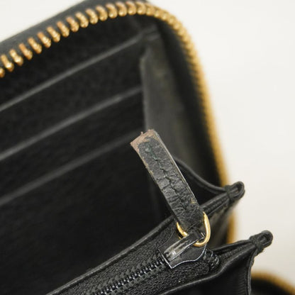 Gucci Long Wallet GG Marmont 456117 Leather Black Gold Hardware Women