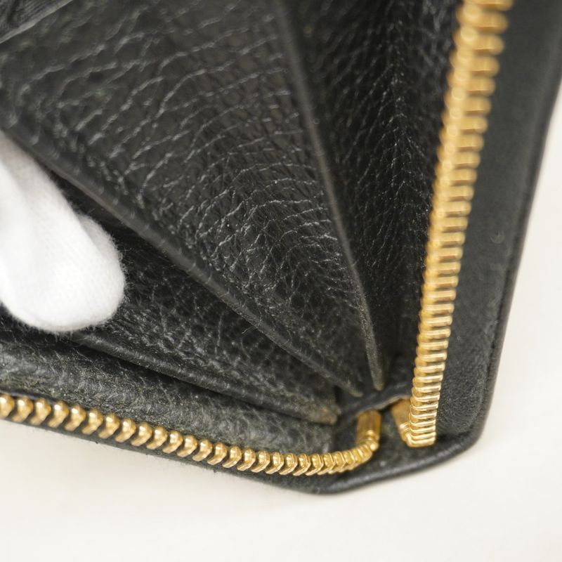 Gucci Long Wallet GG Marmont 456117 Leather Black Gold Hardware Women