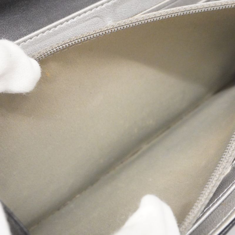 Chanel Long Wallet Camellia Lambskin Black Silver Hardware Women