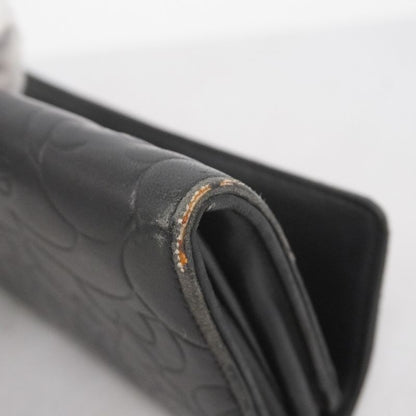 Chanel Long Wallet Camellia Lambskin Black Silver Hardware Women