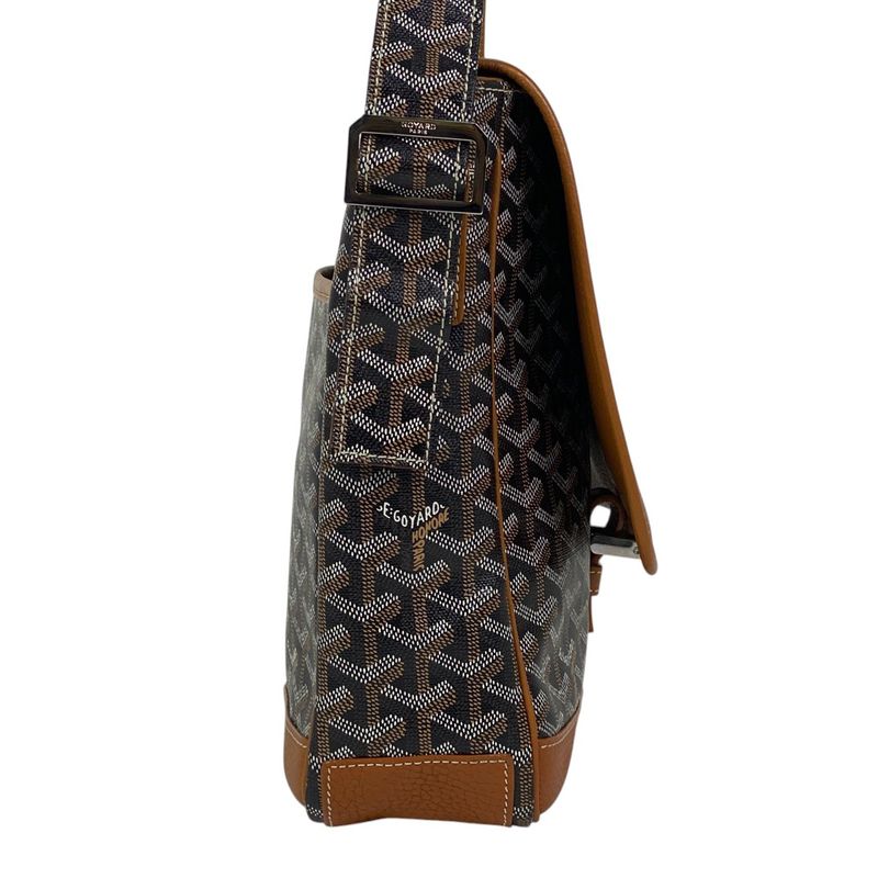 Goyard Grand Bleu MM Crossbody Shoulder Bag Coated Canvas Brown Black Women