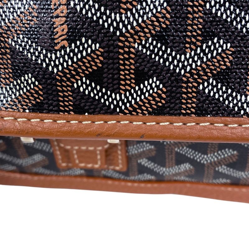 Goyard Grand Bleu MM Crossbody Shoulder Bag Coated Canvas Brown Black Women