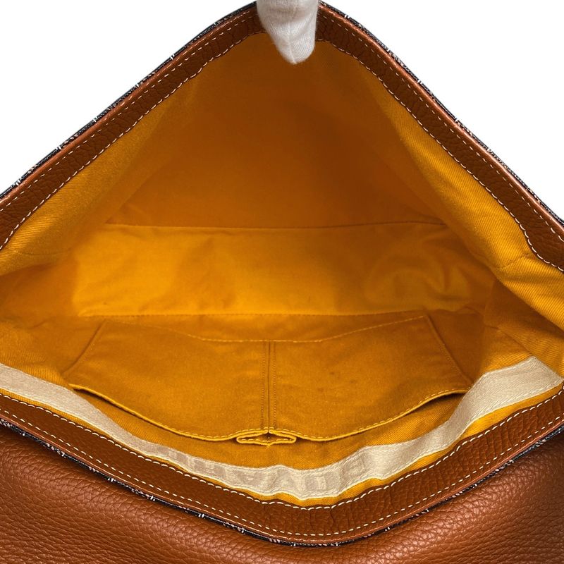 Goyard Grand Bleu MM Crossbody Shoulder Bag Coated Canvas Brown Black Women