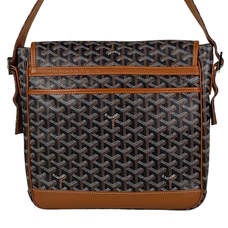 Goyard Grand Bleu MM Crossbody Shoulder Bag Coated Canvas Brown Black Women