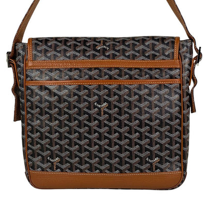 Goyard Grand Bleu MM Crossbody Shoulder Bag Coated Canvas Brown Black Women