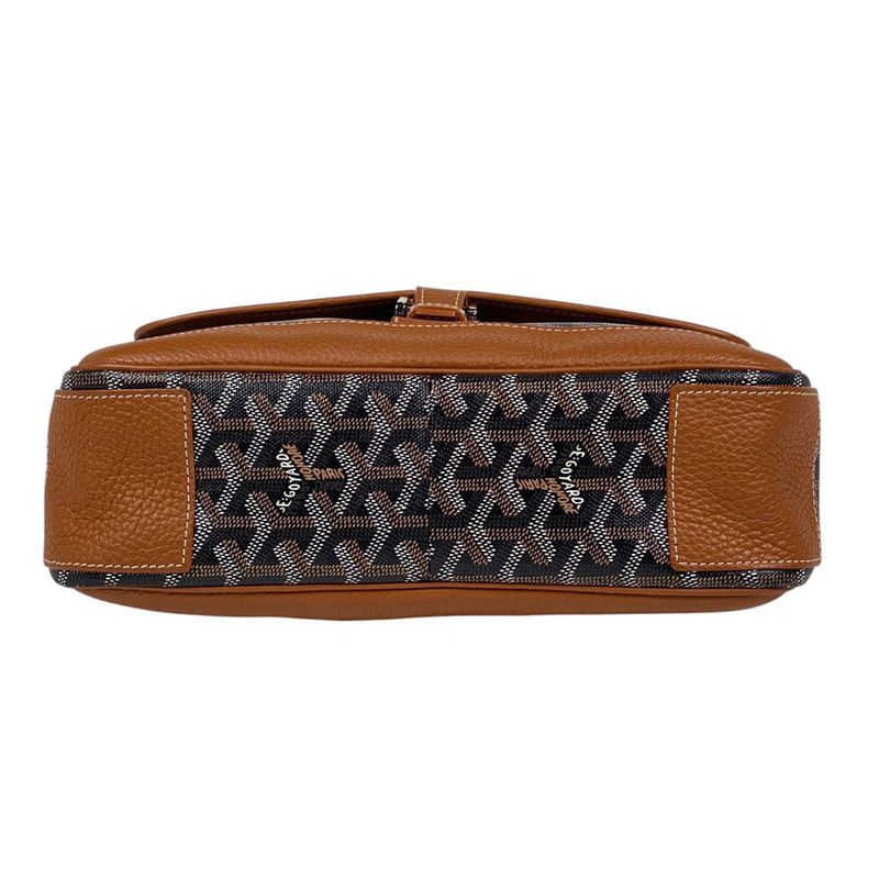 Goyard Grand Bleu MM Crossbody Shoulder Bag Coated Canvas Brown Black Women